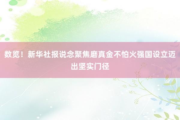 数览！新华社报说念聚焦磨真金不怕火强国设立迈出坚实门径