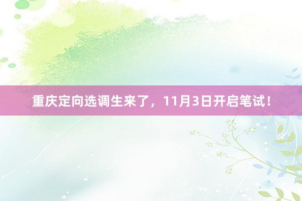 重庆定向选调生来了，11月3日开启笔试！