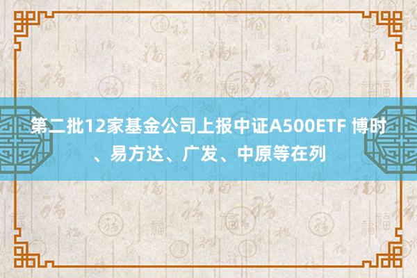 第二批12家基金公司上报中证A500ETF 博时、易方达、广发、中原等在列